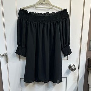 Off the Shoulder top. Black. Size Large. 3/4 length sleeves.